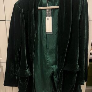 Endless Rose Dark Green Velvet Blazer